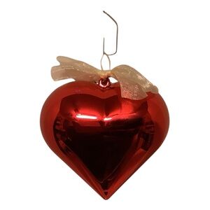 Dove Heart Shape Keepsake Red Metallic Hanging Ornament Candy Jewelry GiftBox 5”